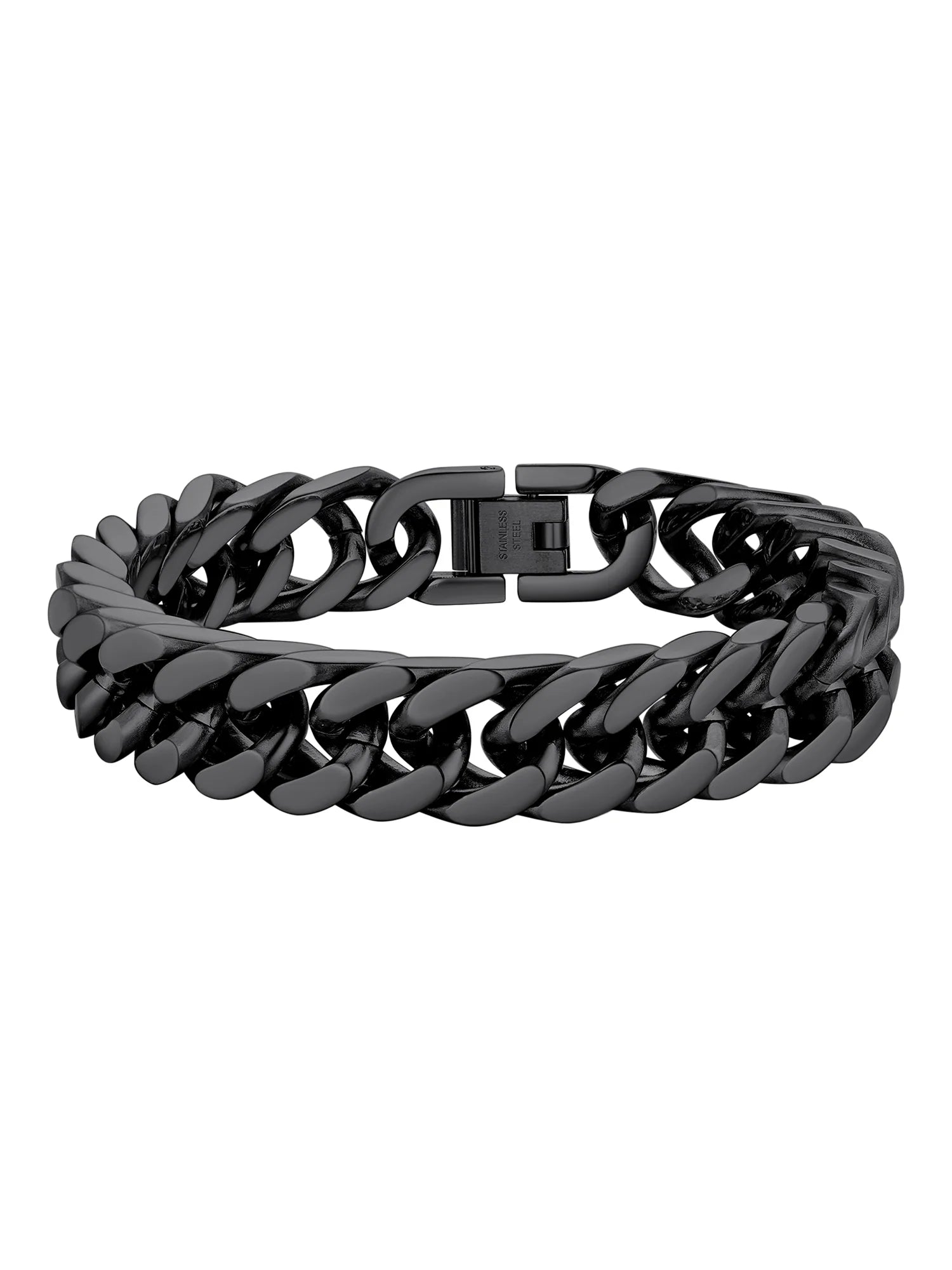 12Mm Cuban Chains Bracelets for Men Black Chunky Stainless Steel Franco Link Bracelet Father'S Day Hand Bracelet Jewelry Birthday Teen Graduation Gifts 7.5 Inch