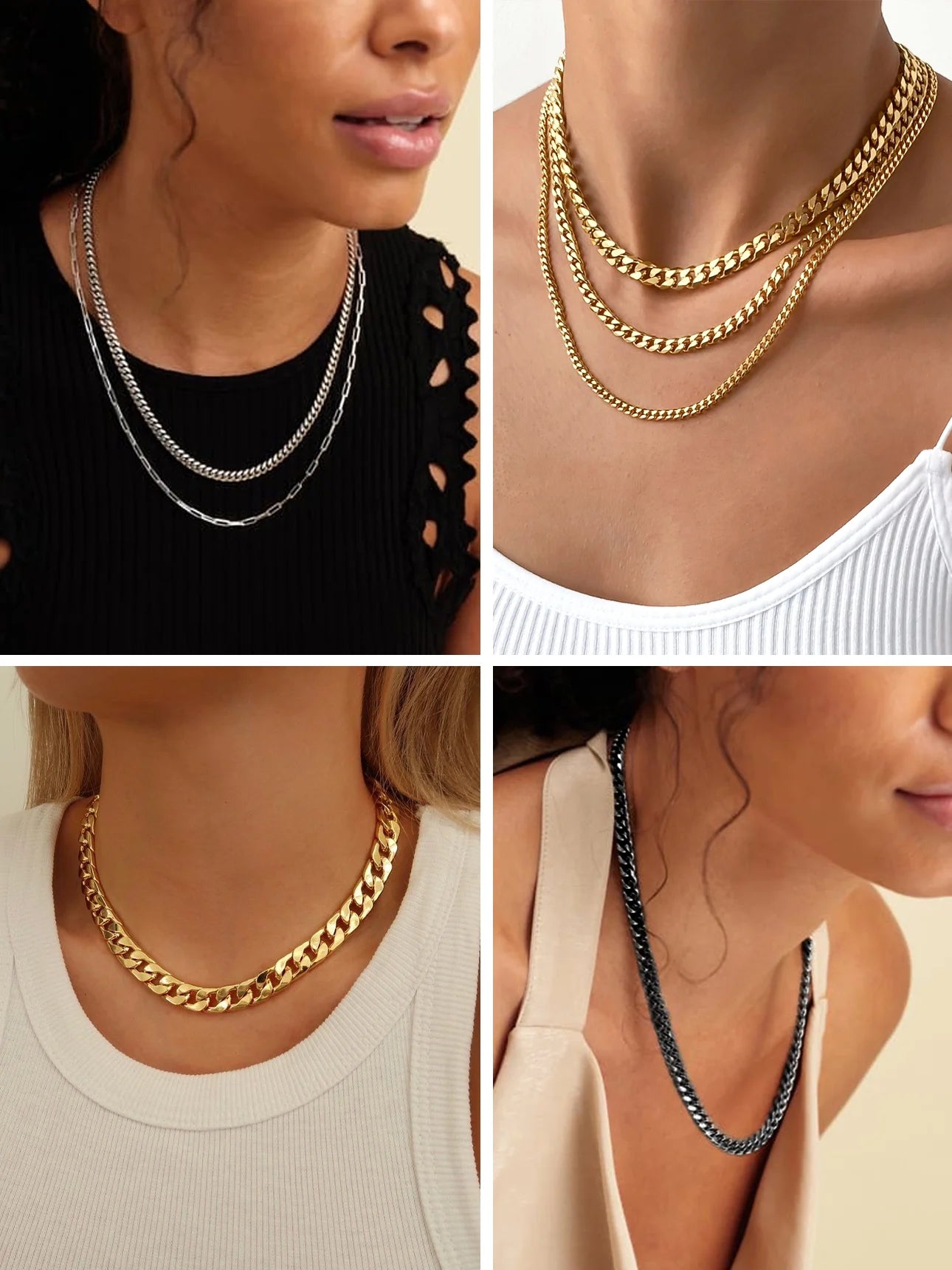 5Mm 18K Gold Filled Cuban Chain Necklaces, 30 Inch Heavy Chunky Stainless Steel Curb Necklace Hip Hop Punk Jewelry for Women