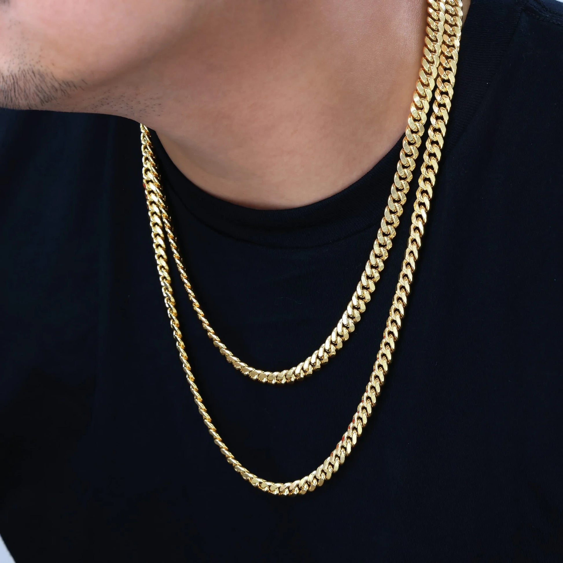14K Real Yellow Gold Miami Cuban Link 7.5Mm Chain Necklace (16"-30") Italian Jewelry for Men & Women